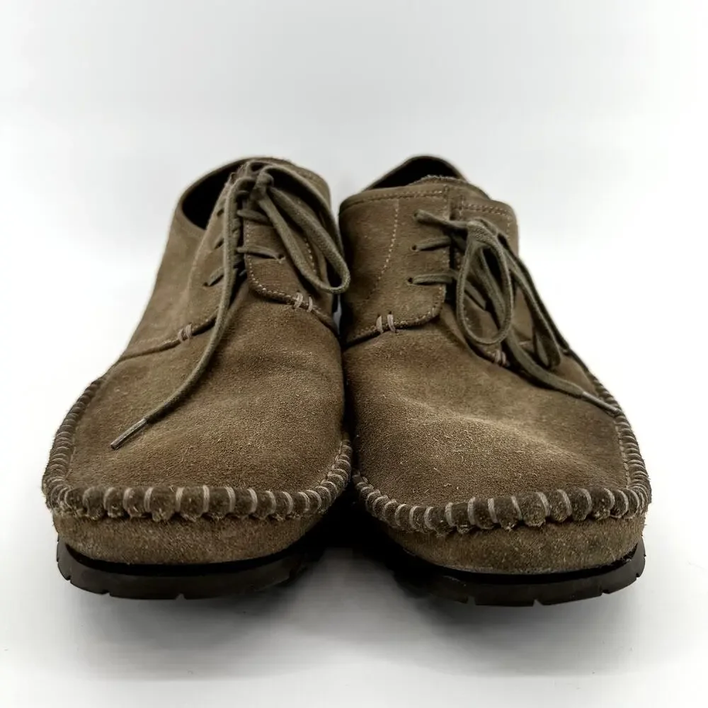 John Varvatos Casual Lace Up Oxford Flat Classic Suede Leather Tan US 13M